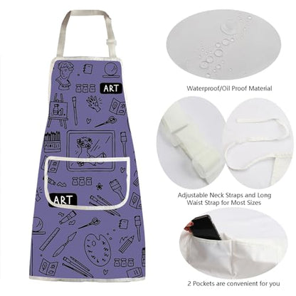 MBMSO Painting Artist Apron with Pockets Artist Painter Gifts Art Lover Gift for Art Teacher Student Painter Apron Waterproof - color: Art A-purple2