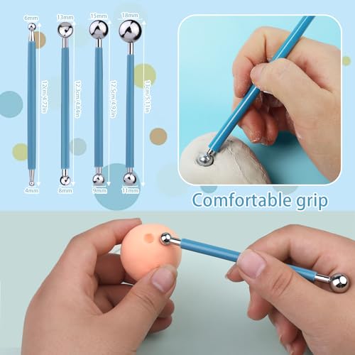 Dotting Tools, Silicone Clay Sculpting Tool, Clay Tools | Polymer Clay Tools, Clay Sculpting Tools with 15 PCS Modeling Dotting Tool, Embossing Tool for Modeling, Nail, Painting - color: Color B
