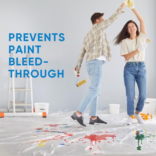 TICONN 12 x 9 Ft Plastic Drop Cloth for Painting, Waterproof Painters Plastic Sheeting, Painting Tarp for Furniture Cover, Floor Protection (3PK, 0.5Mil) - size: 0.5 Mil