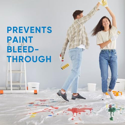 TICONN 12 x 9 Ft Plastic Drop Cloth for Painting, Waterproof Painters Plastic Sheeting, Painting Tarp for Furniture Cover, Floor Protection (3PK, 0.5Mil) - size: 0.5 Mil