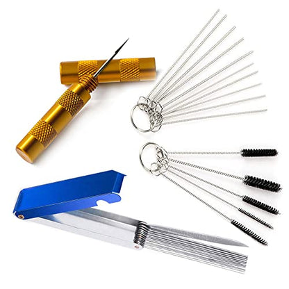 Gzingen Carburetor Cleaning Kit, Torch Tip Stainless Steel Cleaner Set | 13 Wires Cleaner Tool, 10 Cleaning Needles, 5 Nylon Brush, 1 Pick, Fits Motorcycle, Lawnmower, ATV, Chainsaw & Small Engines
