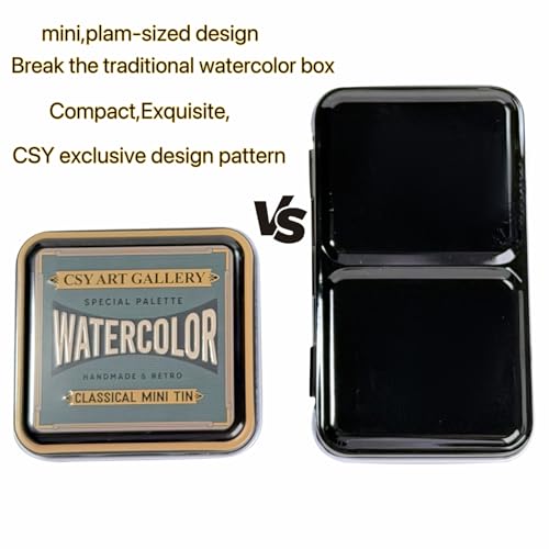 Watercolor Mini Palette Tin Box with 12 Half Pans Metal Art Paint Mixing Tray for Travel, Painting, Watercolor Mixing, Art Class and Studio Use (02 Blue-Green) - color: 02 Blue-green
