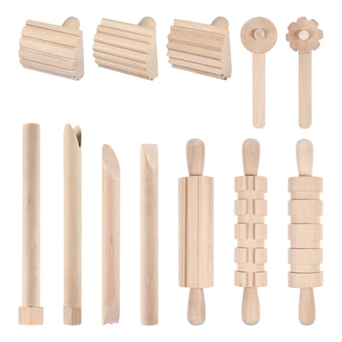 Toddmomy Wooden Clay Tool Set for Kids Toddlers, Clay Molding Tools for Pottery, Ceramics and Modeling Dough, Beginner-Friendly Art and Crafts Activities