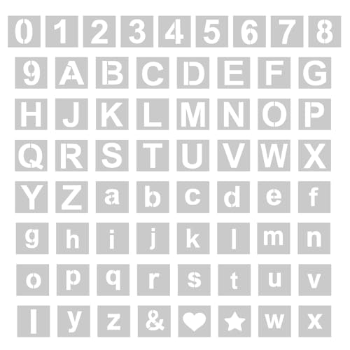 WISYOK 2 Inch 65 Pcs Letter Stencils, Numbers and Alphabet - size: 2 Inch-65Pcs