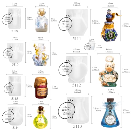 Fairy Potion Resin Shaker Silicone Mold Set with Manual - color: 7 bottles