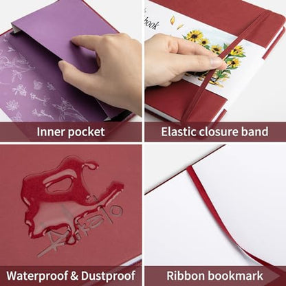 Sketchbook for Drawing, 120 Pages Sketch Book, 122LB/180GSM Thick Paper - color: Red, size: Small(7.5×5.3INCH)
