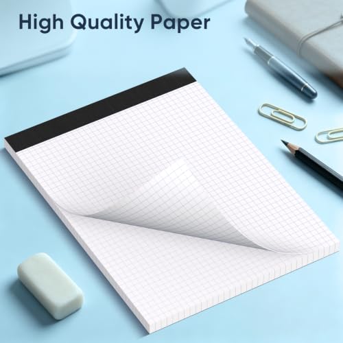 12 Pack Graph Paper 8.5 X 11, 4x4 Quad Grid Paper, 50 Sheets/Pad | Graph Paper Notebook, 4x4 Grid Ruled Paper with Blue Lines, , Drafting Paper, Quad Ruled Paper for Math, Notes & Design - color: White-Squared- 12 Pack(50 Sheets)