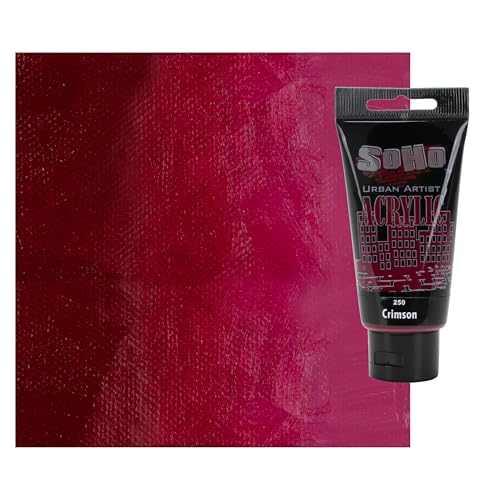 Soho Urban Artist Heavy Body Acrylic Paint - 250 ml Tube - Crimson - Thick, Rich Color, Excellent Coverage, Professional Quality - Artists Acrylic Paint - color: Crimson, size: 8.45 Fl Oz (Pack of 1)