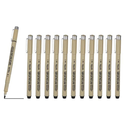 PATIKIL Fineliner Pens, 12 Pcs 3 3mm Fineliner Marker Black Waterproof Ink Archival Drawing Pens Art Supplies Set for Sketching Journaling Scrapbooking Artist Illustration - size: 3 3mm