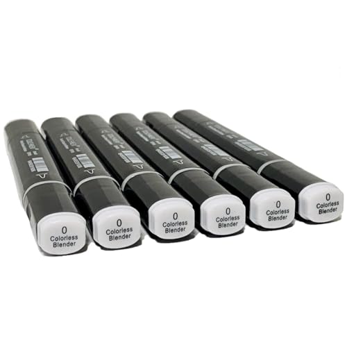 Arhomet 6 Pack Blender Colorless Alcohol Markers, Blending Double Tipped Soft Fine Tips and Brush Permanent Art Markers for Drawing Sketching Coloring (Blender) - color: Blender