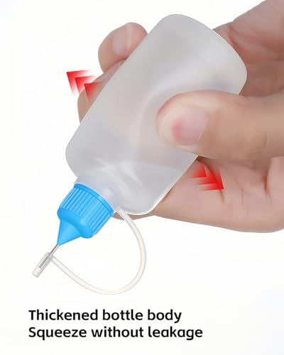 LJY 30 Precision Tip Bottles, 1 oz, 6 Colors, with 5 Funnels for Craft Glue