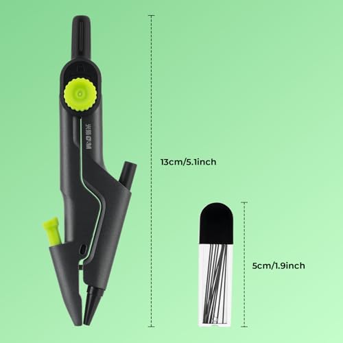 M&G Professional Metal Geometry Compass, 12.59 Inch Maximum Diameter, Lockable Distance & Safety Retractable Needle, Includes Extra Lead, Ideal for Drafting & Drawing - style: Upgraded