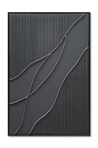 NANKAI Art Hand-Painted Thick Texture Black Minimalist Oil Painting 36x24 Inch Home Wall Decorative Art Painting (with Solid Wood Exterior Frame) - color: Nkhb274
