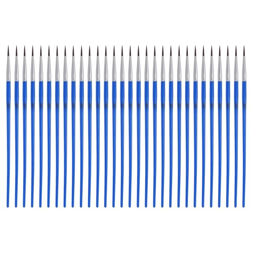 MECCANIXITY 30Pcs Fine Pointed Miniature Paint Brushes, Small Detail Paint Brush for Acrylic Watercolor Oil Model Painting Crafts Rock Painting and DIY Art(Blue #00) - color: Blue, size: #00