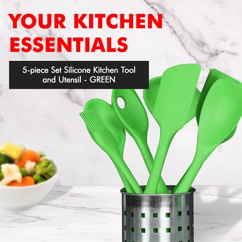 Chef Craft Premium Silicone Kitchen Tool and Utensil Set, 5 Piece, Green - color: Green, size: 5 Piece Set