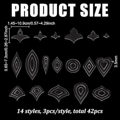 BENECREAT Acrylic Mandala Stencils Set, 14Pcs 14 Styles Clear Acrylic Geometric Template Kit, Dot Drawing Tools for Mandala Patterns, Art Craft and DIY Projects