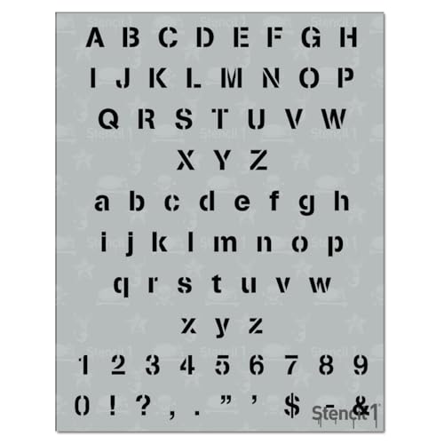 Bold Font Letter Stencils 1/2" - Letters & Numbers - Uppercase & Lowercase Alphabet - Painting, Drawing, Wood, Vinyl & Crafts 8.5” x 11”