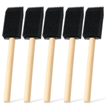 5 Pcs Foam Paint Brushes, 1" Sponge Paint Brush with Wood Handle, Sponge Brushes for Painting DIY Craft Varnishes Painting and Cleaning