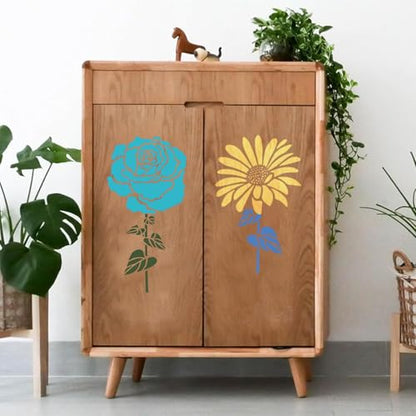8 Pcs Large Flower Stencils for Painting, 11.81 X 11.81 Inch Flower Stencils for Crafts Reusable, Wood and Wall Stencils for Painting Large Pattern, DIY Templates Holiday Wall Paper (A) - style: A