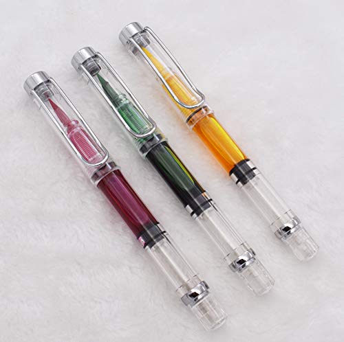 3PCS Yongsheng 3009 Piston-Filled flexible Brush Tip Fountain Pen Fine to Broad For Sketch,Drawing,Scrapbook and Calligraphy Painting - color: Fountain Pen Brush