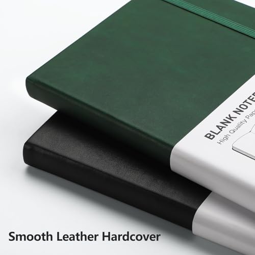 RETTACY Blank Journal Notebook, 192 Pages per Pack, A5 Size (5.7'' x 8.3'') - color: Black & Black