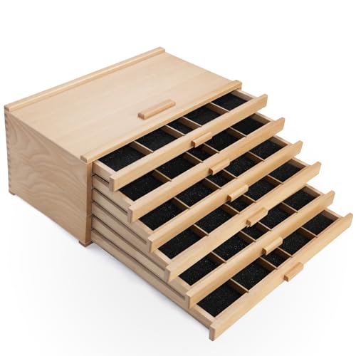 Falling in Art Wooden Pastel Storage Box With 6 Removable Drawers - size: 6-Drawer