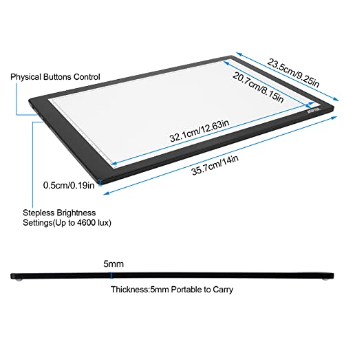 Light Box,Magnetic A4 Light Pad LED Tracing Light Board Physical Buttons