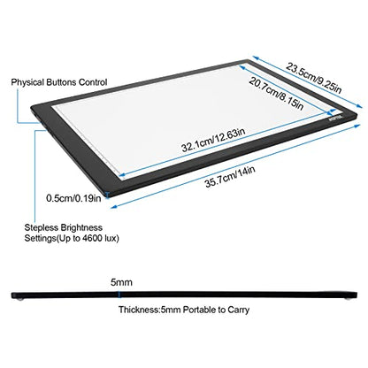 Light Box,Magnetic A4 Light Pad LED Tracing Light Board Physical Buttons