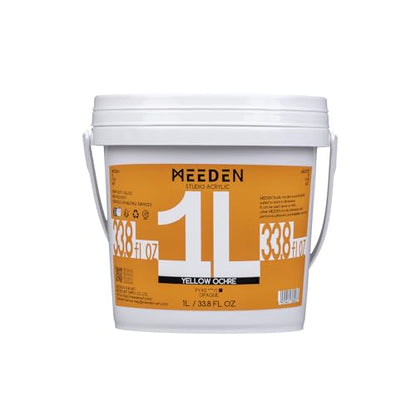 MEEDEN Yellow Ochre Acrylic Paint: 1L /33.8oz Heavy Body Gloss Finish | Thick Art Paints Non-Toxic for Canvas Crafts Wood Metal Plastic Wall - color: Yellow Ochre - 1L