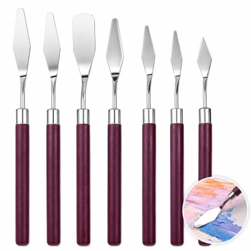 7 Pcs Palette Knife Set, Painting Spatula Tools for Acrylic Oil Art Mixing