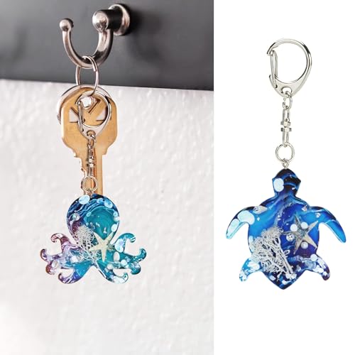 3 Pcs Ocean Marine Animal Silicone Molds for Resin Keychain Epoxy DIY Jewelry Making - color: 3pcs-138x259x8mm-ocean marine molds
