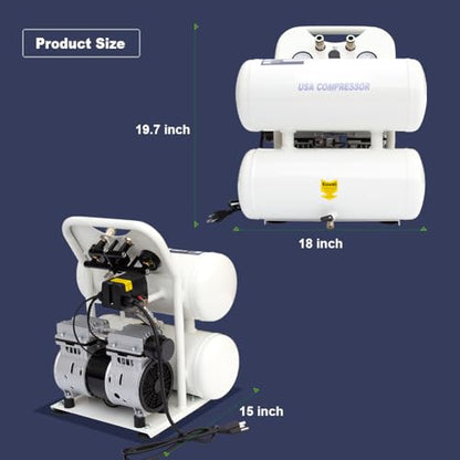 Portable Air Compressor, Ultra Quiet Oil-Free Electric Air Compressor 115 PSI Max with 5 CFM, Quick Recovery, 5 Gallon Tank, Ideal for Tire Inflation, Hot Dog Air Tools & Garage Auto Repair - size: 5 gallons