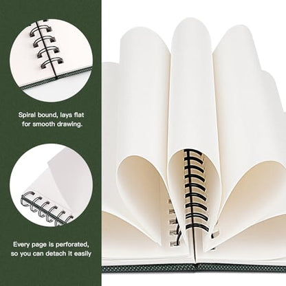 Fuumuui Watercolor Sketchbook, 100% Cotton Paper for Painting, Drawing, Art Journaling, Professional Artist Quality, Spiral Bound 5.5 * 8.5 inch 20 Sheets, 140lb/300g - size: 8.5*5.5in
