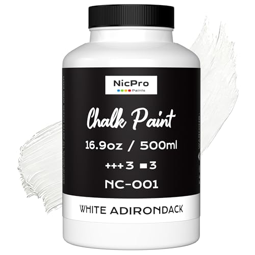 Nicpro All-in-One White Chalk Paint for Furniture, 16.9 oz (500ml) Matte Finish Acrylic Craft Paint, Built-In Primer & Top Coat, Non-Toxic Furniture Paints for Cabinets, Wood, Metal, Home Decor - color: White, size: 16.9 Fl Oz (Pack of 1)