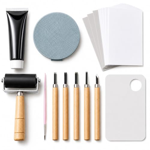 Linocut Kit for Beginers Linoleum Blocks for Board Carving Linocut Tools Stamp Printing Tools for Adults Art Craft Kits
