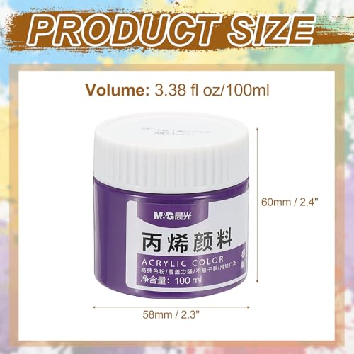 PATIKIL M&G Acrylic Paint, 3.38 Fl Oz(100ml) Matte Finish Rich Pigments Waterproof Art Painting Supplies for Fabric Canvas Wood Leather Stone Cloth, Purple - color: Purple