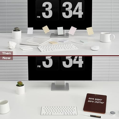 Yeoux Desk Glass Dry Erase Board with Reversible Wood Stand 9.5"x6.7" - color: Cherry-burgundy Red