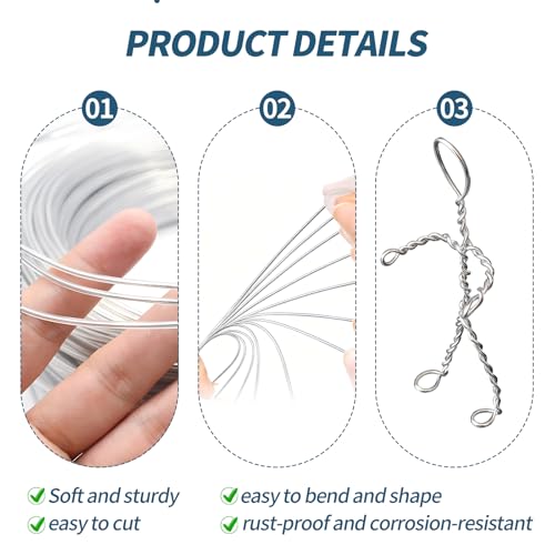 14 Gauge Aluminum Craft Wire,66 Ft Silver Metal Wire for Jewelry and DIY Projects,Bendable Metal Wire for Sculpting, Frames, and Bonsai Training - size: 14 Gauge 66 Ft