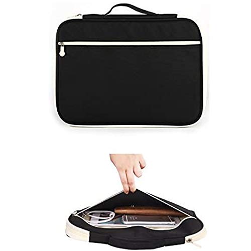 JAKAGO A4 Travel Portfolio Multifunctional Document Organizer Zippered Case for Office Supplies (Black) - color: Black