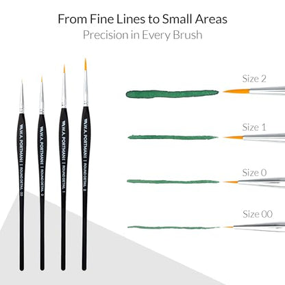WA Portman Fine Detail Paint Brushes Set, 4pc Model Miniature Paint Brushes - color: Detail