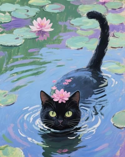 ZRIZQ Paint by Numbers Kit for Adults Beginner Animal,Black Cat,16x20 | Full set with wooden brushes,rolled canvas,rich paints.Calming activity.Beginner friendly.Just open and paint. - color: 16"X20"Rolled Canvas(Frameless)-Cat 11
