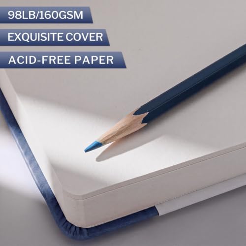 Sketch Book 5 x 5 Inch Navy Blue Small Sketchbook,80 Sheets Drawing Pad | Lay Flat, Square Drawing Journal with Ribbon Bookmark & Inner, Pocket Acid Free Paper for Pencil Charcoal Pen Travel Art - color: Navy Blue