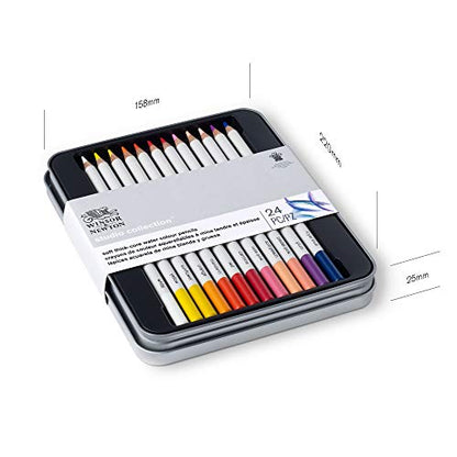 Winsor & Newton Studio Collection, Watercolor Pencils, Set of 24 | Highly pigmented, Wax-Based, Can be Used Wet/Dry, Add Water & Brush to Create Painterly Effects, Break-Resistant Points. - style: 24 Watercolor Pencils