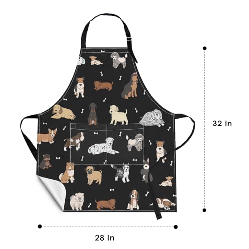 Britimes Apron with Pockets, 32x28 inch, for Women Men, Dog - color: Dog