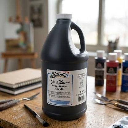 Sax Heavy Body Acrylic Paint for School and Arts and Crafts Use, Mars Black, 1/2 Gallon