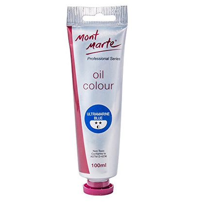Mont Marte Oil Paint Premium, 3.4 US fl.oz (100ml) Tube, Ultramarine Blue, Heavy Body Paint, Artist Quality, Good Coverage, Excellent Tinting Strength, Ideal for Painting Canvas - color: Ultramarine Blue, size: 3.4 Fl Oz (Pack of 1)