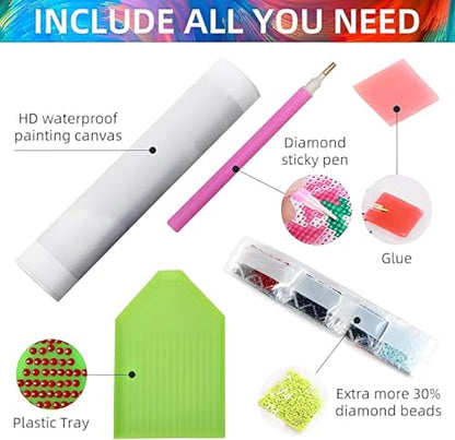 LILEIDECO 2-Pack Diamond Painting Kit, Retro Female and Men Painting Art Beginner DIY Round 5D Paint Tape Diamond Picture Gem Full Drill Diamond Dot Crystal Kit Home Wall Decoration Gift 16x12inch - color: BL33-1-2