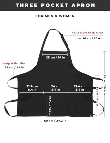 Chef Works Unisex Three Pocket Apron - color: Black, 2 Pack