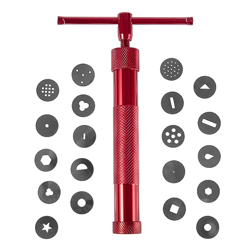 Stainless Steel Clay Extruder Sugar Paste Extruder Cake Fondant Decorating Tool Set Ceramics & Pottery Clay Extruders Mixers & Presses (Red) - color: Red