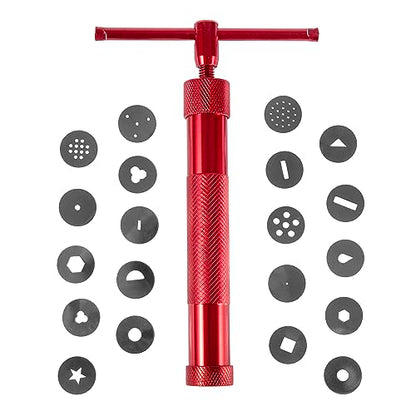 Stainless Steel Clay Extruder Sugar Paste Extruder Cake Fondant Decorating Tool Set Ceramics & Pottery Clay Extruders Mixers & Presses (Red) - color: Red